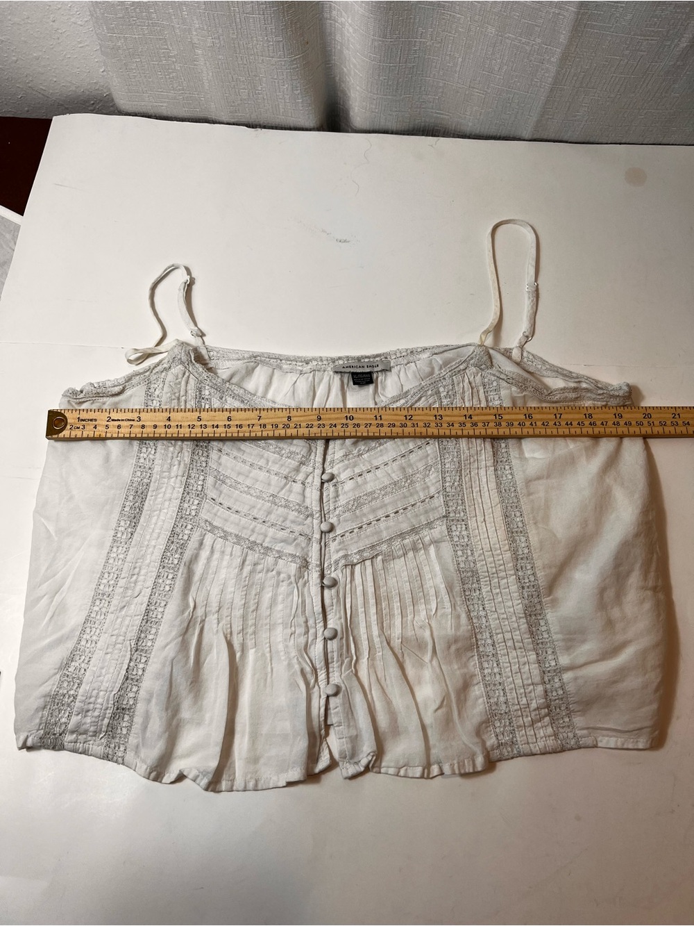 American Eagle Outfitters Cream Lace-Trim Button Front Cami Size X-Large - Picture 6 of 7